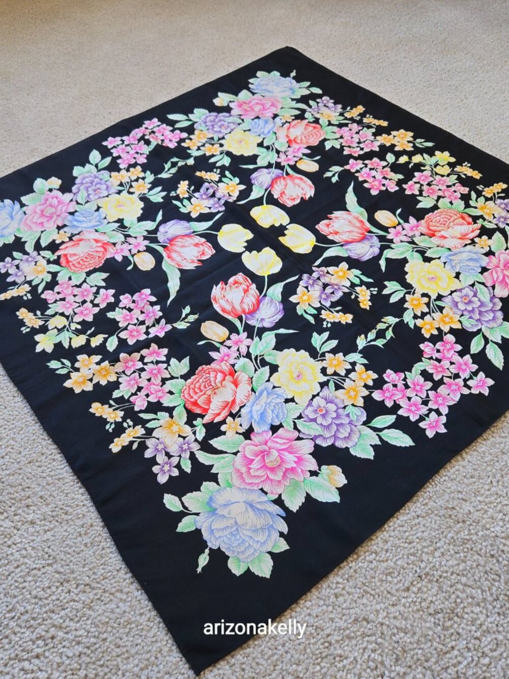 Albert Nipon Silk Scarf Spring Flowers Floral - Picture 8 of 11